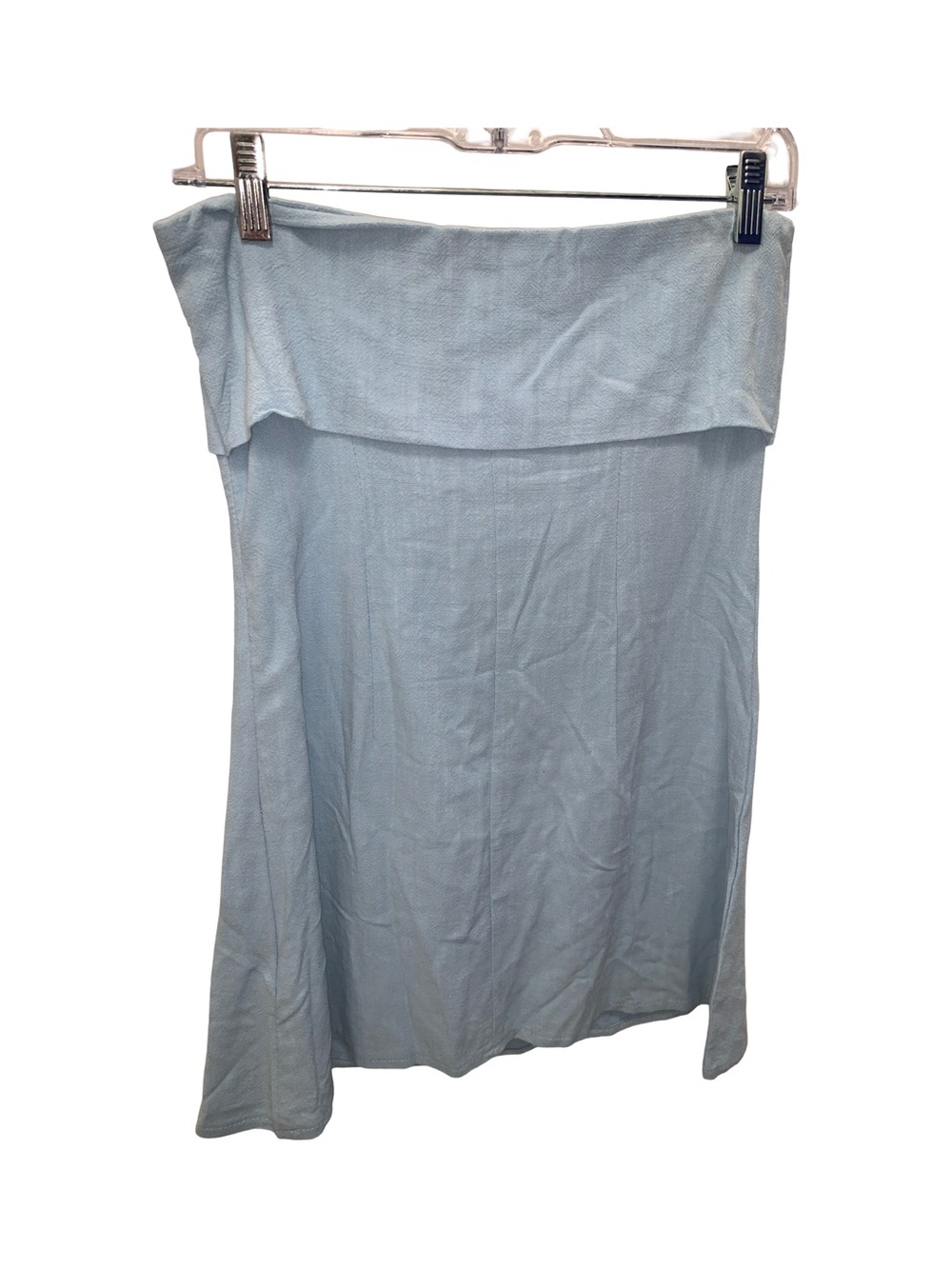 Musera Strapless Top Small Blue Linen Viscose Blend NWT Side Zip Minimalist